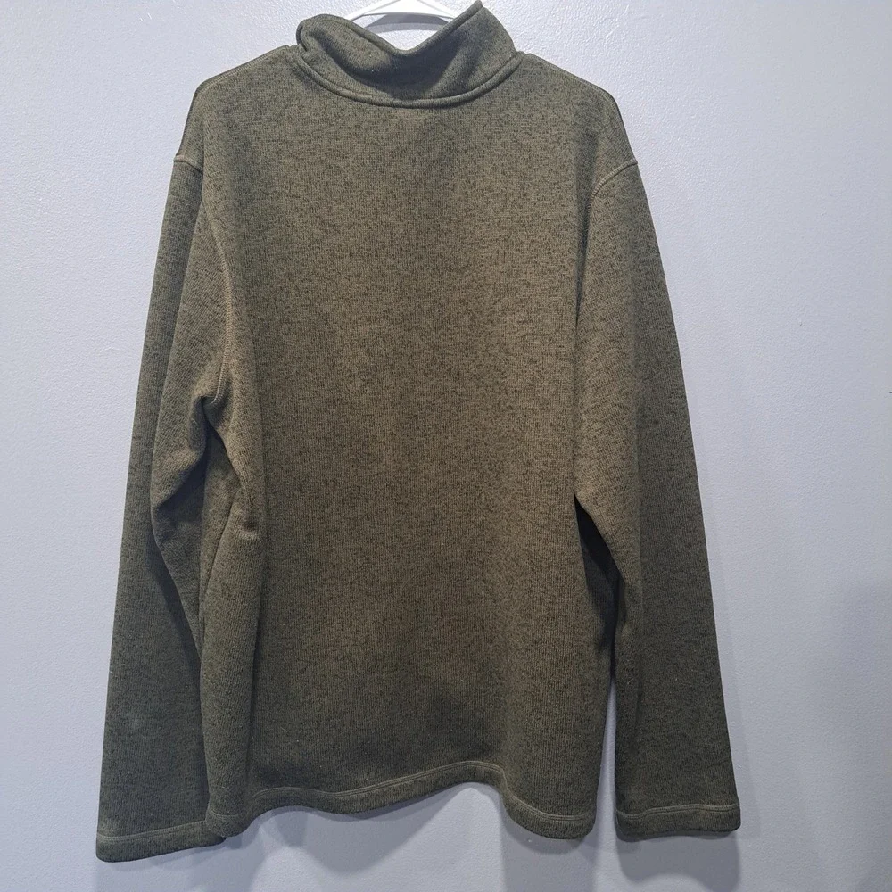 Eddie Bauer Mens XXL Olive Green Marl Quarter Zip Sweater Fleece Pullover Jacket